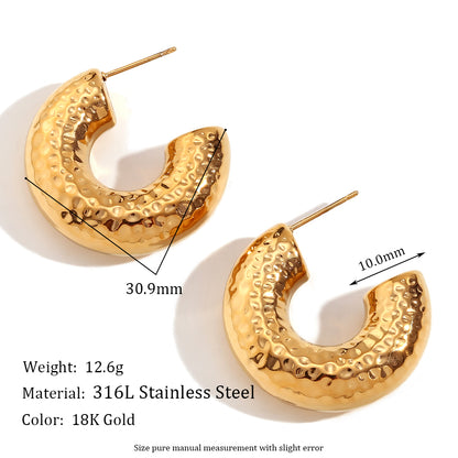 1 Pair Vintage Style Simple Style Classic Style C Shape Plating Inlay Stainless Steel Zircon 18k Gold Plated Ear Studs