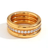 Wholesale Jewelry Simple Style Classic Style Round 304 Stainless Steel Rhinestones 18K Gold Plated Plating Inlay Rings