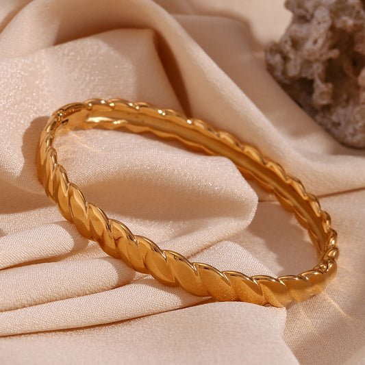 Simple Style Classic Style Solid Color Stainless Steel Plating 18k Gold Plated Bangle