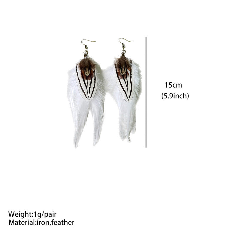 1 Pair Casual Retro Feather Feather Iron Drop Earrings