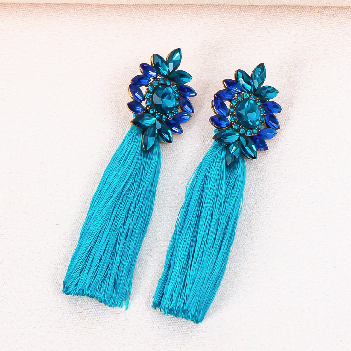 1 Pair Ig Style Glam Flower Inlay Alloy Glass Drop Earrings