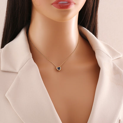 Simple Style Commute Heart Shape Copper Zircon Pendant Necklace In Bulk