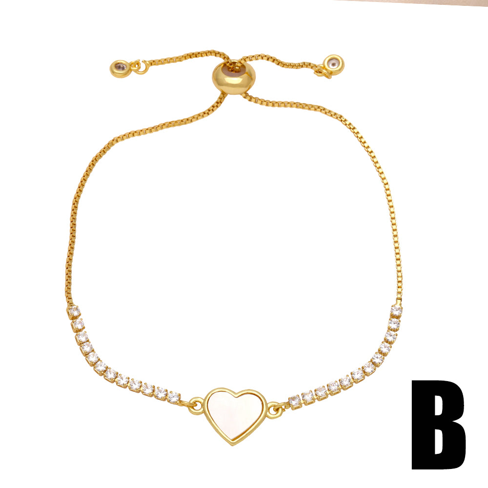 Ig Style Fashion Simple Style Star Heart Shape Lightning Copper Plating Inlay Zircon 18k Gold Plated Bracelets