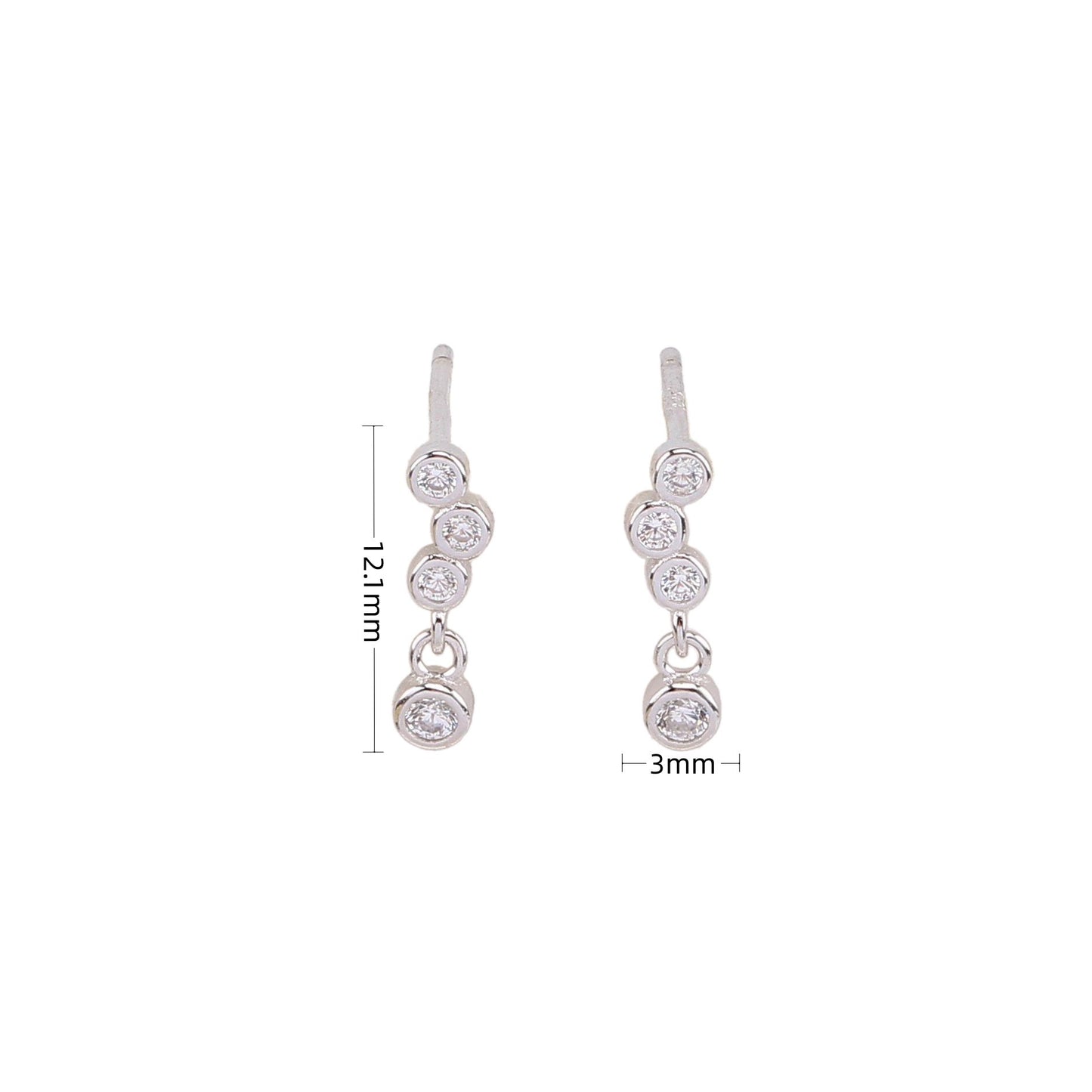 1 Pair Simple Style Solid Color Inlay Sterling Silver Zircon Ear Studs