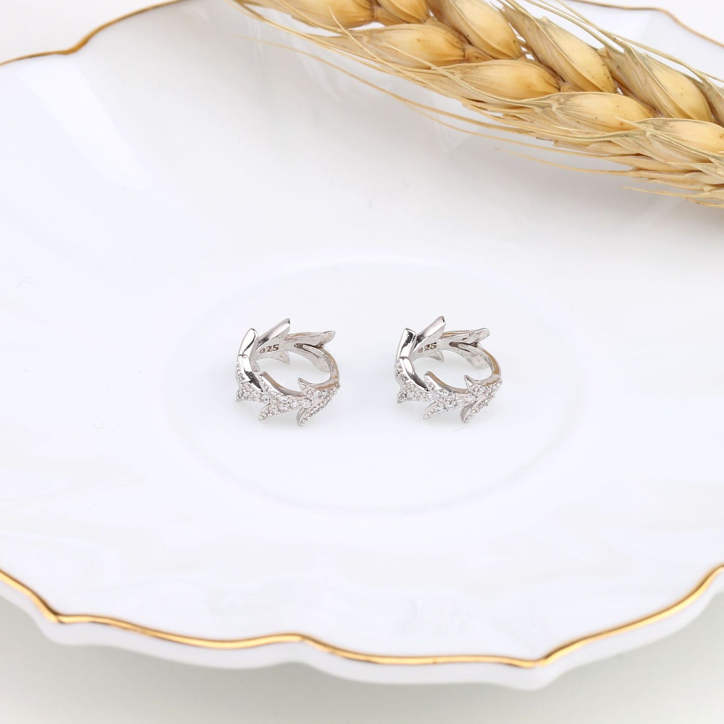 1 Pair Basic Grain Plating Inlay Sterling Silver Zircon Earrings