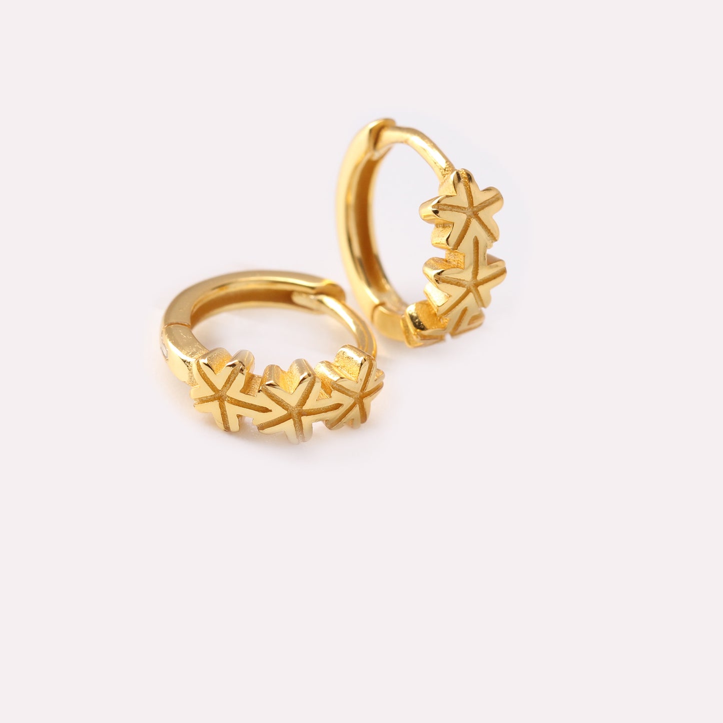 1 Pair Simple Style Classic Style Flower Plating Sterling Silver Gold Plated Earrings