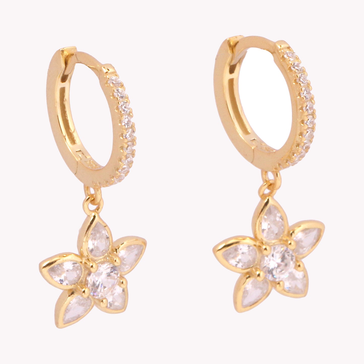 1 Pair Retro Simple Style Flower Inlay Sterling Silver Zircon Drop Earrings