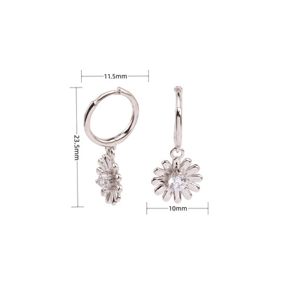 1 Pair Simple Style Flower Inlay Sterling Silver Zircon Drop Earrings Earrings