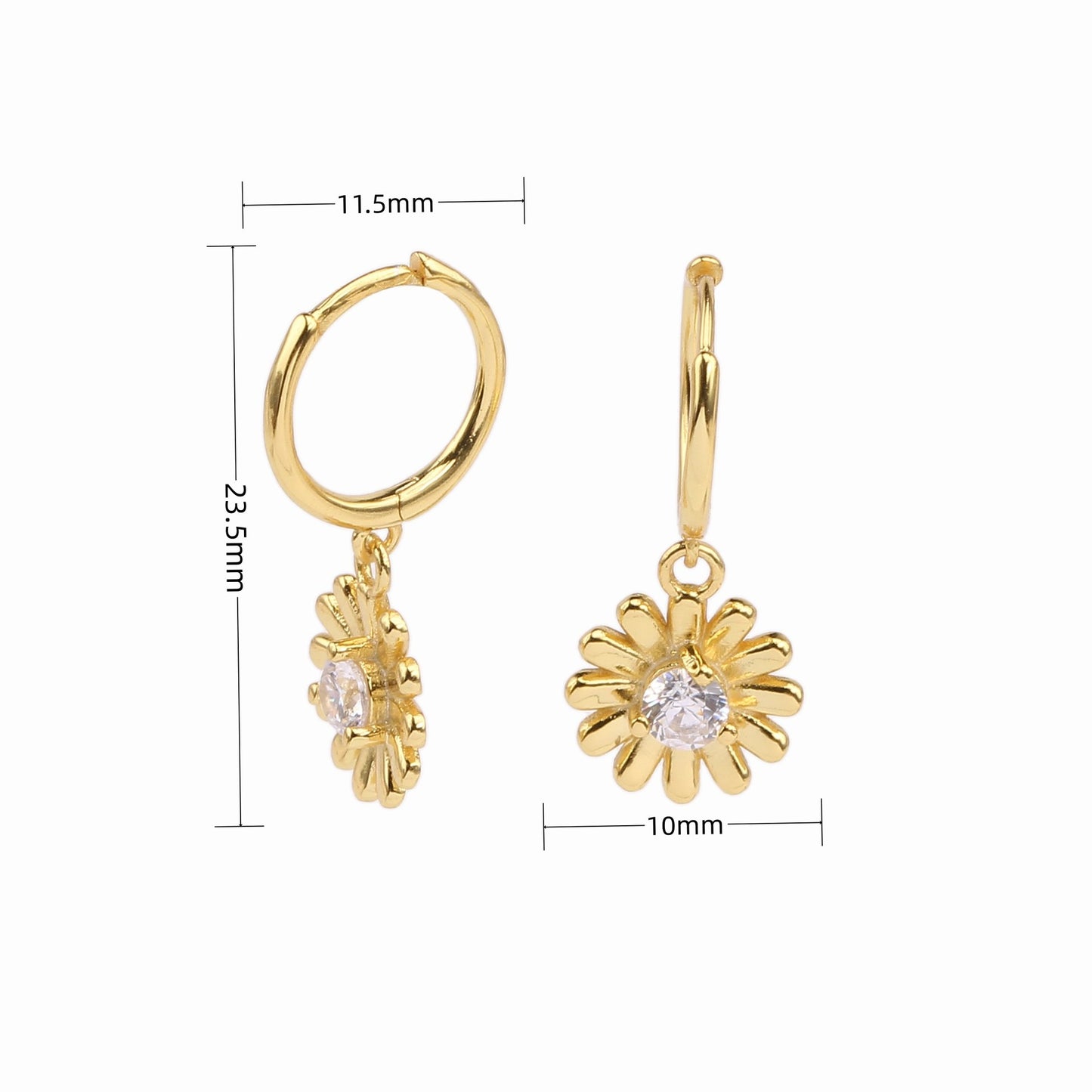 1 Pair Simple Style Flower Inlay Sterling Silver Zircon Drop Earrings Earrings