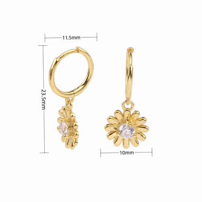 1 Pair Simple Style Flower Inlay Sterling Silver Zircon Drop Earrings Earrings