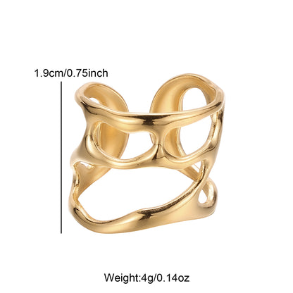 Wholesale Simple Style Classic Style Solid Color Stainless Steel Hollow Out Open Rings