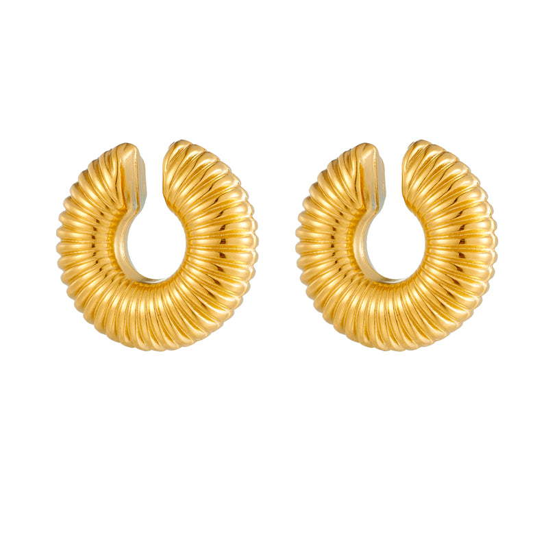 1 Pair Simple Style Solid Color Plating Stainless Steel Gold Plated Ear Cuffs