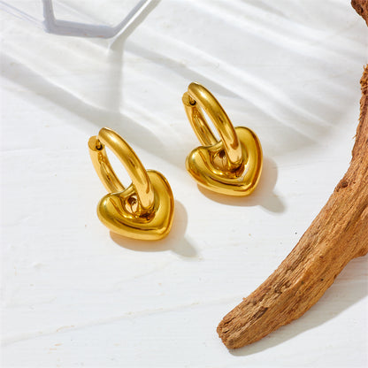 1 Pair Simple Style Commute Solid Color Plating Stainless Steel 18k Gold Plated Hoop Earrings