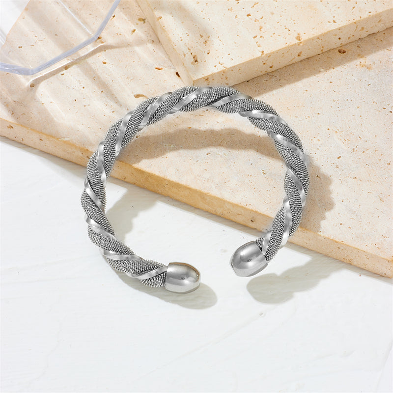 Simple Style Solid Color Stainless Steel Bangle