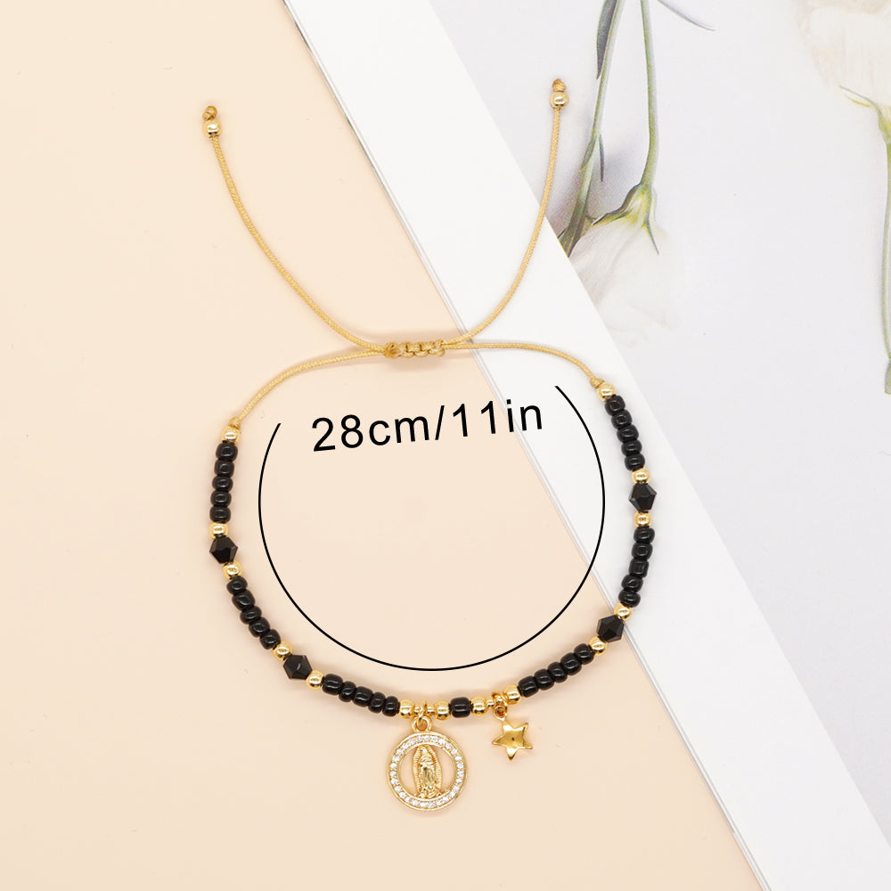 Simple Style Streetwear Letter Eye Artificial Crystal Alloy Copper Beaded Women's Bracelets