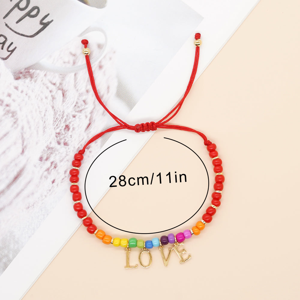 Simple Style Streetwear Letter Eye Artificial Crystal Alloy Copper Beaded Women's Bracelets