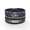 British Style Bc1035 Lucky Tree Magnetic Buckle Pearl Leather Patchwork Women's Bangle