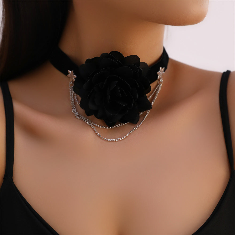 Elegant Gothic Flower Cloth Layered Three-dimensional Women's Choker