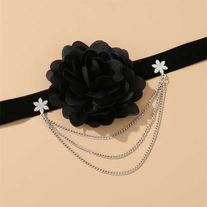 Elegant Sexy Flower Alloy Cloth Three-dimensional Women's Choker