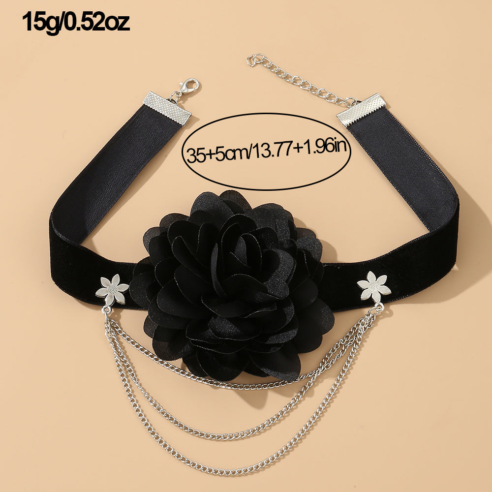 Elegant Gothic Flower Cloth Layered Three-dimensional Women's Choker