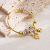 Elegant Heart Shape Eye Elephant Stainless Steel Alloy Beaded Bangle