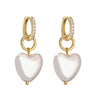 Elegant Sweet Simple Style Heart Shape Copper Plating Inlay Artificial Pearls Zircon 18k Gold Plated Earrings Necklace