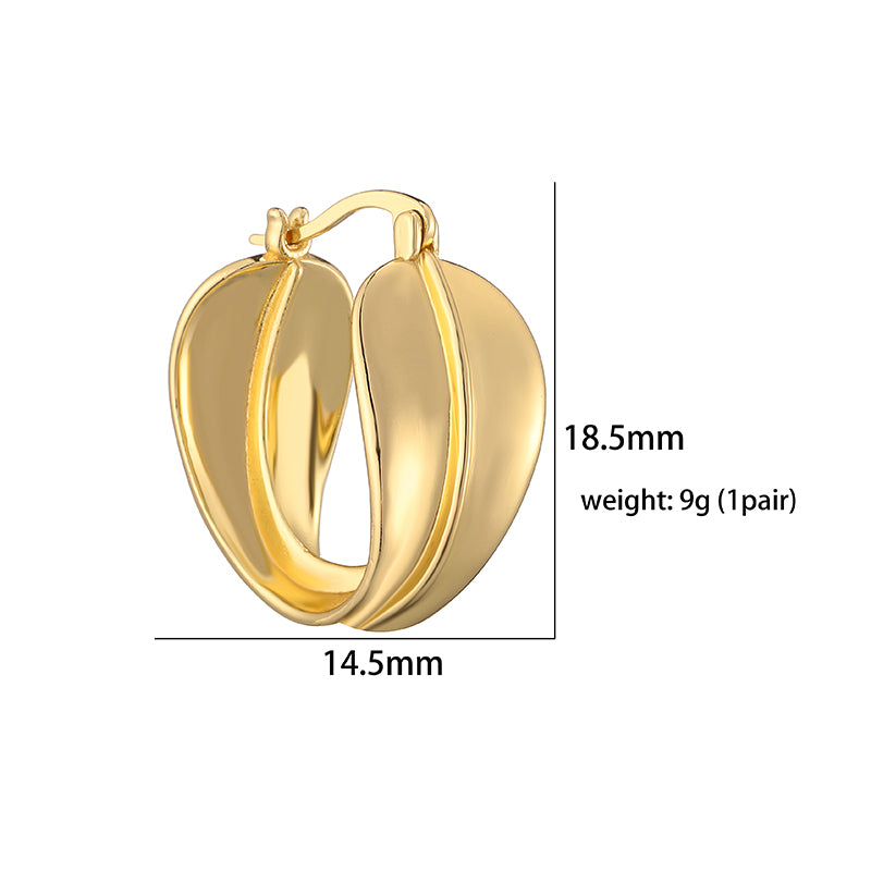 1 Pair Ig Style Casual French Style Leaves Lines Twist Plating Copper 18k Gold Plated Hoop Earrings