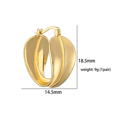 1 Pair Ig Style Casual French Style Leaves Lines Twist Plating Copper 18k Gold Plated Hoop Earrings