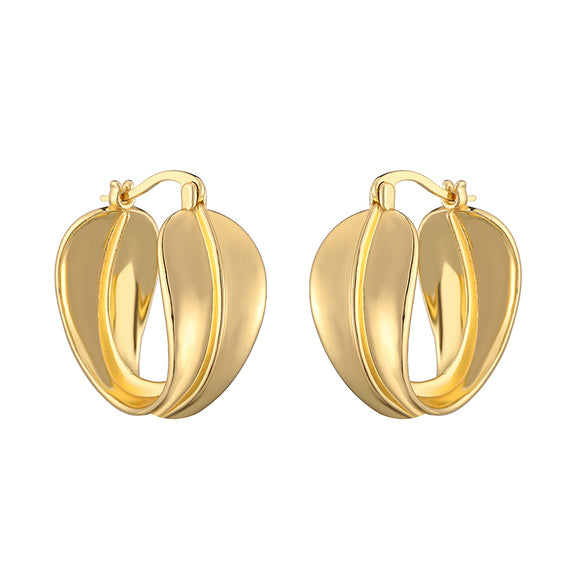 1 Pair Ig Style Casual French Style Leaves Lines Twist Plating Copper 18k Gold Plated Hoop Earrings