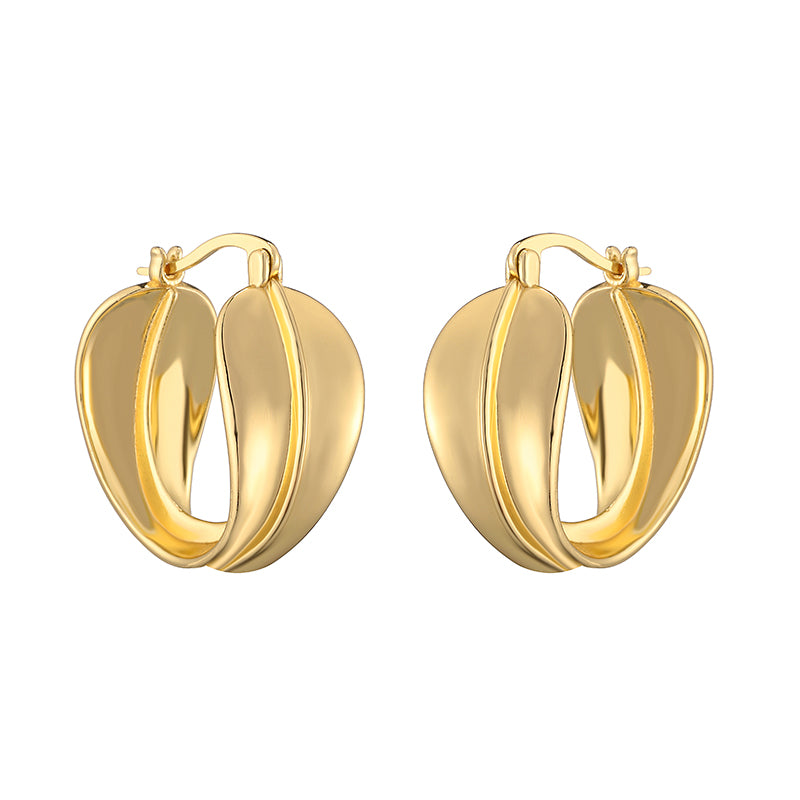 1 Pair Ig Style Casual French Style Leaves Lines Twist Plating Copper 18k Gold Plated Hoop Earrings