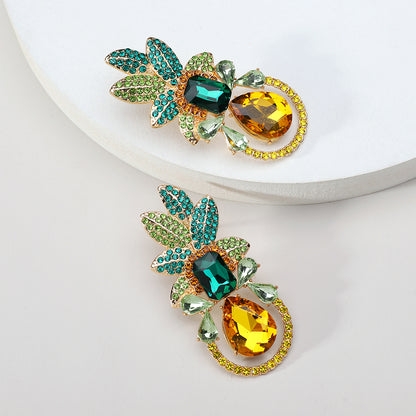 Elegant Luxurious Lady Leaf Alloy Inlay Artificial Gemstones Women's Earrings