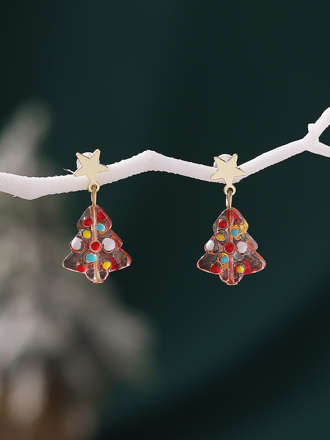 Wholesale Jewelry Cute Sweet Christmas Tree Glass Enamel Drop Earrings