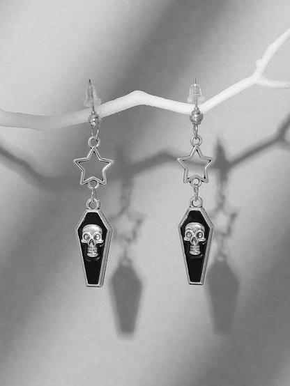 1 Pair Gothic Retro Punk Skull Enamel Alloy Drop Earrings