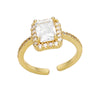 Basic Simple Style Rectangle Copper Plating Inlay Zircon 18k Gold Plated Open Rings