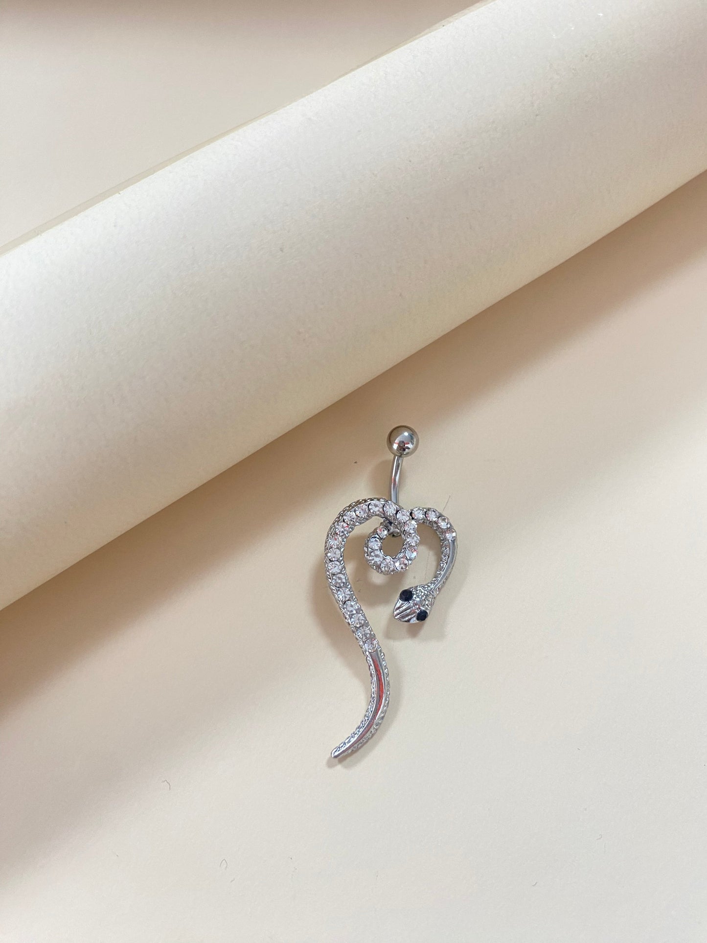 Gaibei Europe And America Cross Border Simulated Snakes Belly Ring Irregular Heart-shaped Zircon Navel Stud Piercing Jewelry