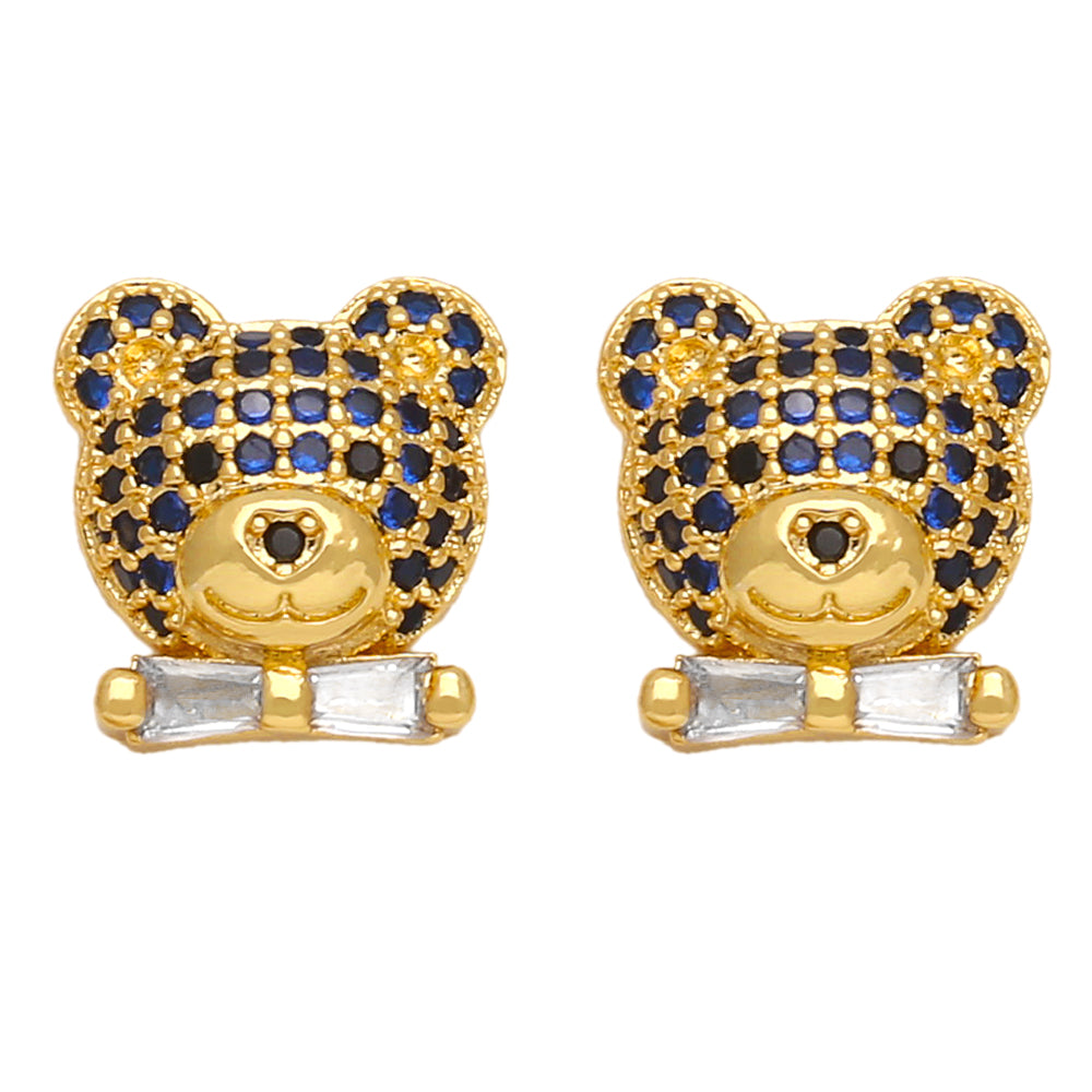 1 Pair Ig Style Cute Bear Plating Inlay Copper Zircon 18k Gold Plated Ear Studs