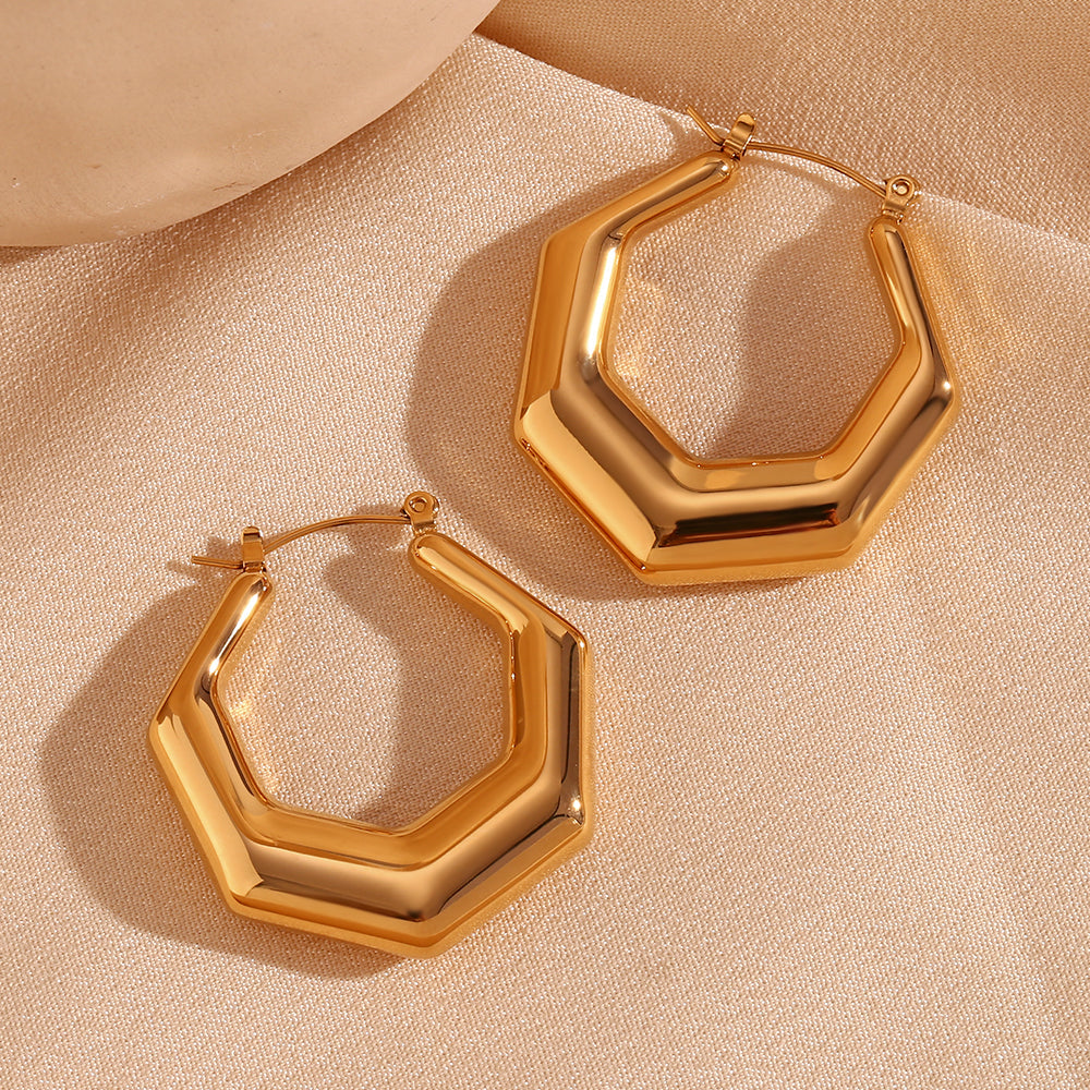 1 Pair Basic Simple Style Classic Style Geometric Plating Stainless Steel 18k Gold Plated Earrings