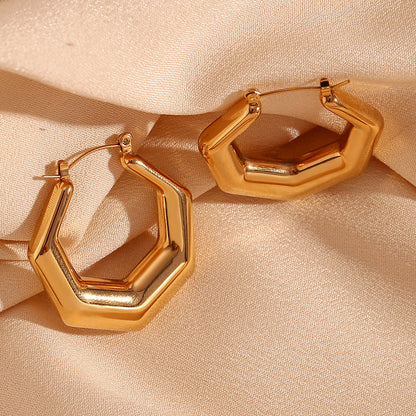 1 Pair Basic Simple Style Classic Style Geometric Plating Stainless Steel 18k Gold Plated Earrings