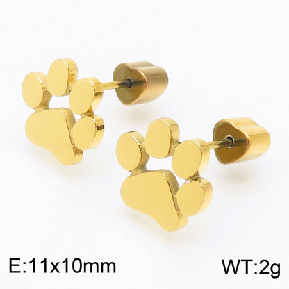 South Korea Stainless Steel Cute Pet Footprint Earrings