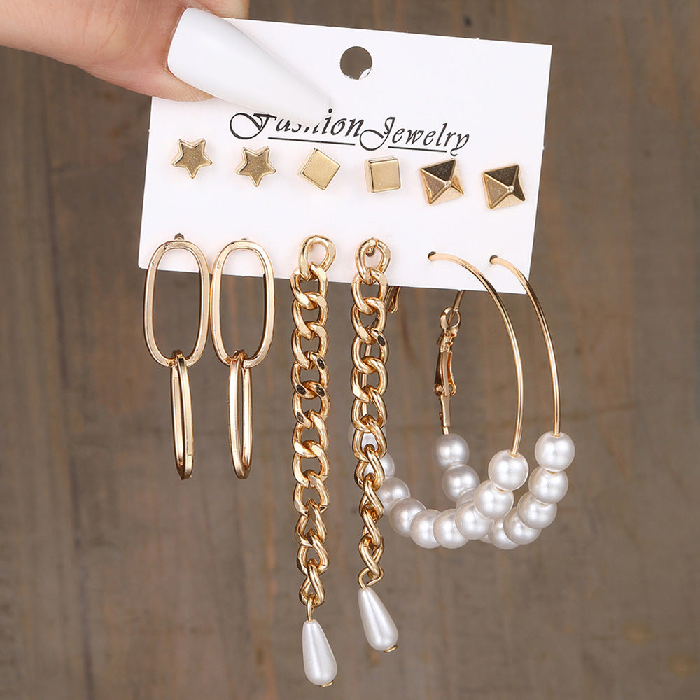 1 Set Elegant Lady Geometric Plating Alloy Earrings