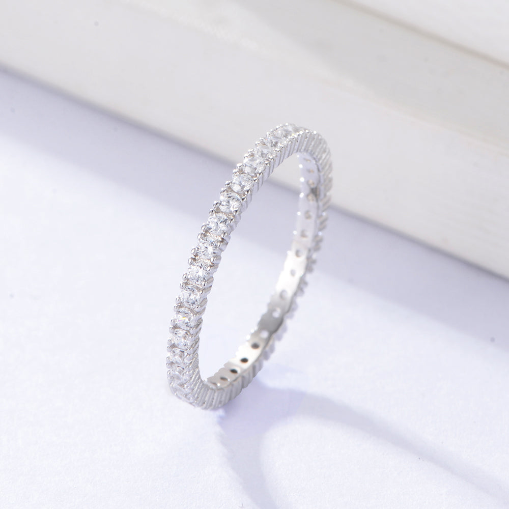 Simple Style Solid Color Sterling Silver 14k Gold Plated Rhodium Plated Zircon Rings In Bulk