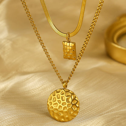 Casual Simple Style Round Stainless Steel Plating Inlay Rhinestones 18k Gold Plated Pendant Necklace