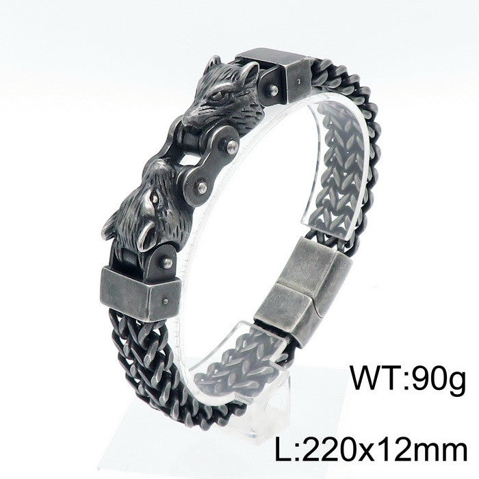 Luxurious Animal Solid Color Stainless Steel Plating 18k Gold Plated Men's Bracelets