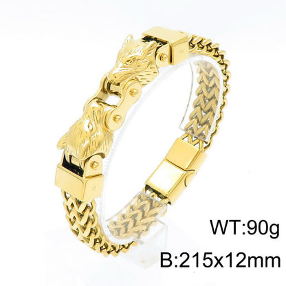 Luxurious Animal Solid Color Stainless Steel Plating 18k Gold Plated Men's Bracelets