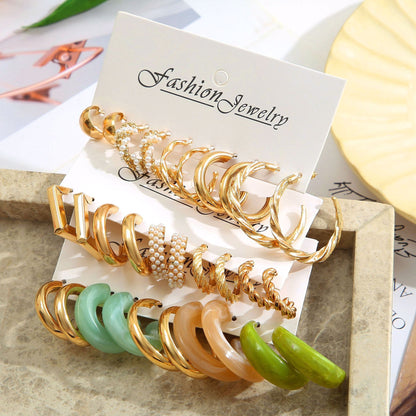 1 Set Elegant Lady Geometric Plating Alloy Earrings