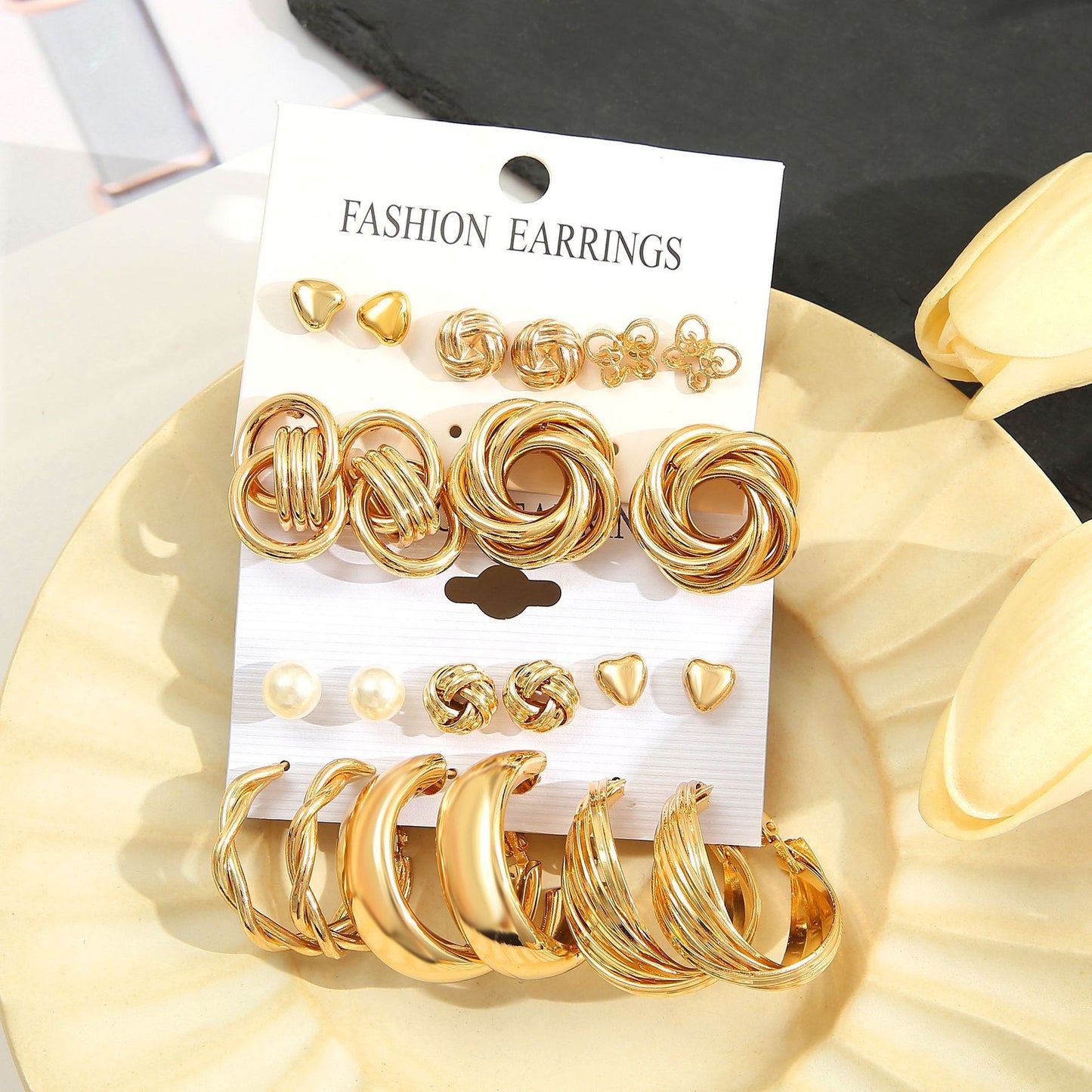 1 Set Elegant Lady Geometric Plating Alloy Earrings