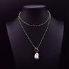 Retro Shell Copper Plating Inlay Pearl 18k Gold Plated Pendant Necklace