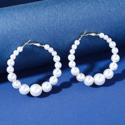 1 Pair Elegant Round Imitation Pearl Earrings