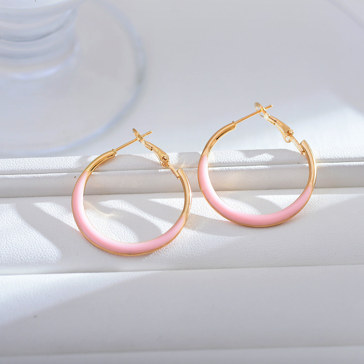 1 Pair Simple Style Color Block Enamel Copper Earrings