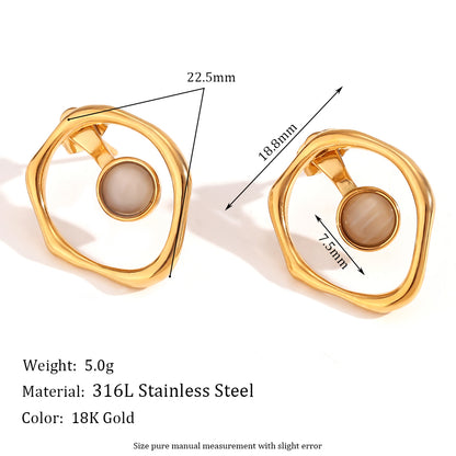 1 Pair Vintage Style Classic Style Round Plating Stainless Steel 18k Gold Plated Ear Studs